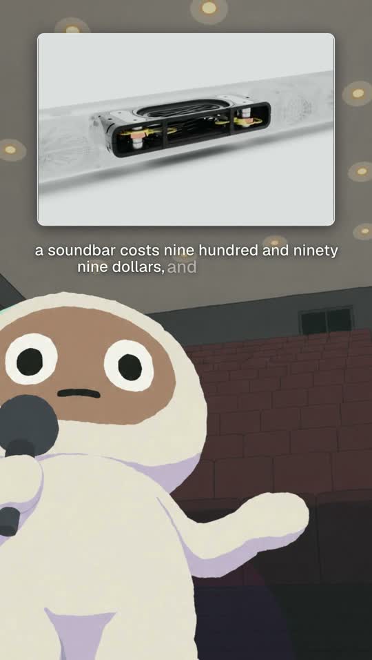Doru beside a cutaway of a soundbar's drivers